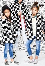 Load image into Gallery viewer, Black and White Checkered Color Fur Coat